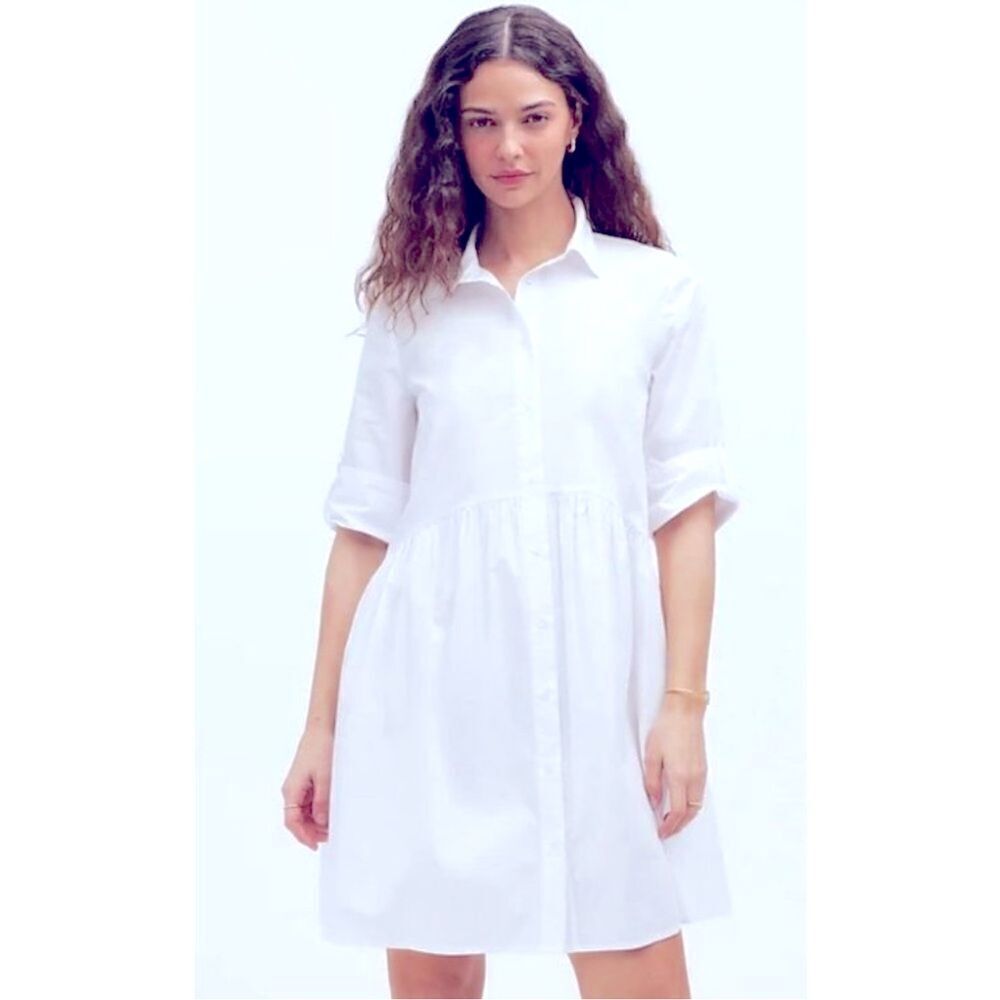 Madewell Shirtdress Depeche Mini White Button-Up X-Large NWT